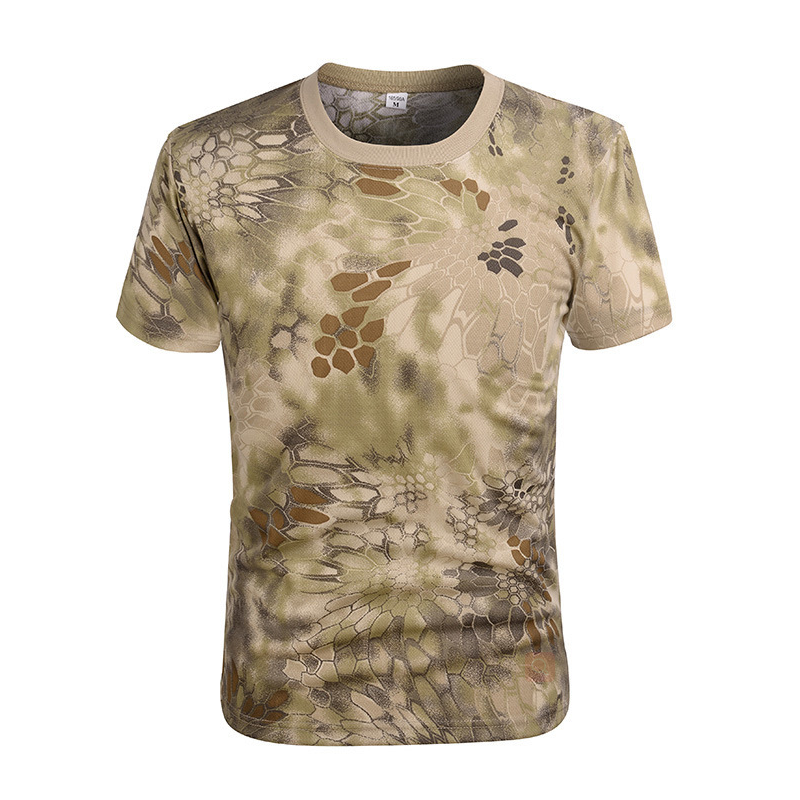 New Python Outdoor Round Neck Camo Short Sleeve Training Fitness Multicolor Tactical Sports T-Shirts